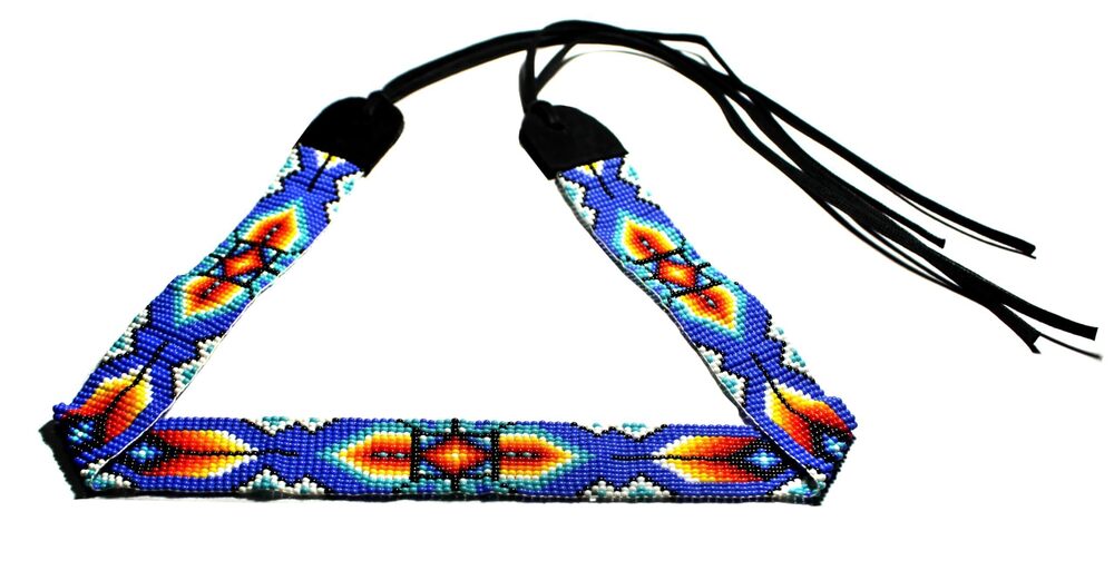 1697 Beaded Hatband Native American Style Southwestern Cow Rode Handmade